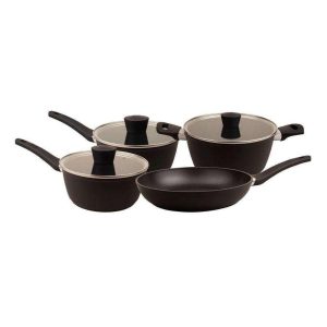 COMJUNTO DE PANELAS 4 PEÇAS INDUÇÃO LUXO COR PRETO MASTERCHEF