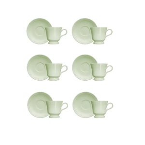 06 XÍCARAS DE CAFÉ COM PIRES COTTAGE VERDE MENTA PORCELANA GERMER