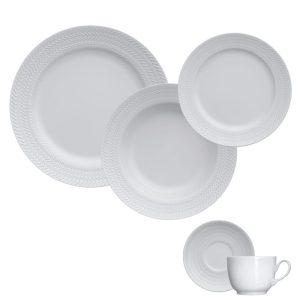 APARELHO DE JANTAR CHÁ E CAFÉ 42 PEÇAS CHEVRON PORCELANA GERMER 3533030