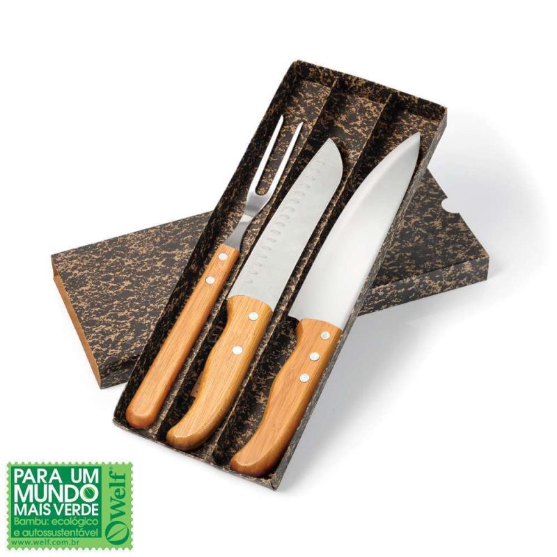 CONJUNTO DE FACAS INOX/BAMBU SPECIAL LINE 3 PEÇAS KF-00843