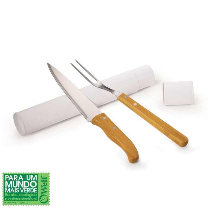 CONJUNTO TUBULAR COM GARFO E FACA 7" INOX E BAMBU HAMBURGO 2 PEÇAS WELF TB-00703