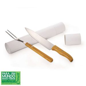 CONJUNTO TUBULAR COM GARFO E FACA 8" INOX E BAMBU HAMBURGO 2 PEÇAS WELF TB-00713