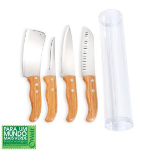 CONJUNTO DE FACAS EM INOX/ BAMBU SPECIAL LINE 4 PEÇAS TT-00403