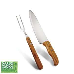 CONJUNTO TRINCHANTE INOX E BAMBU SPECIAL LINE 8" 2 PEÇAS WELF UB-00613