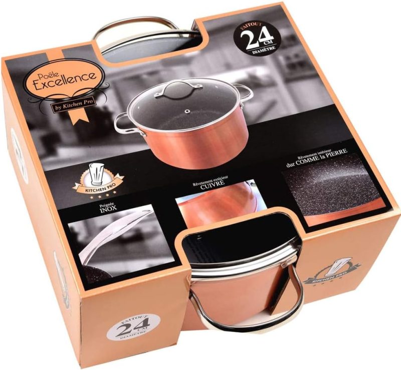 PANELA CAÇAROLA KITCHEN PRO ANTIADERENTE INDUÇÃO EXCELLENCE COBRE 24 CM 4 LITROS REF FAITOUT24CU - Image 2