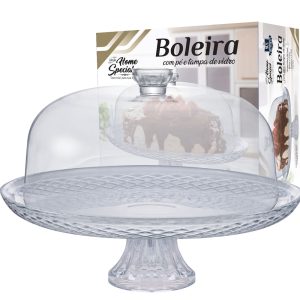 BOLEIRA DE VIDRO COM TAMPA E PÉ HOME SPECIAL RUVOLO 8045401