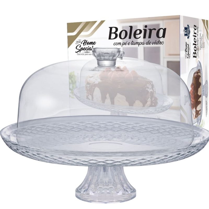 BOLEIRA DE VIDRO COM TAMPA E PÉ HOME SPECIAL RUVOLO 8045401