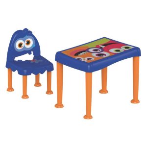 MESA PLÁSTICA INFANTIL COM CADEIRA MONSTER AZUL E LARANJA TRAMONTINA  92485/390