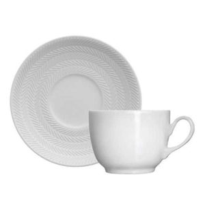 06 XÍCARAS DE CAFÉ COM PIRES CHEVRON PORCELANA GERMER