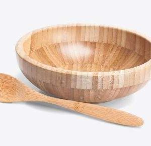 CUMBUCA EM BAMBU 400ML COM COLHER 18CM WELF CJ-02633