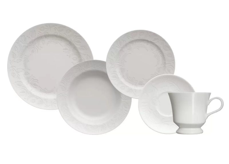 APARELHO DE JANTAR CHÁ E CAFÉ 42 PEÇAS FOLK PORCELANA GERMER 4633030