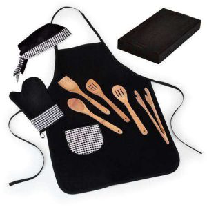 CONJUNTO DE UTENSÍLIOS EM BAMBU 30 CM E ACESSÓRIOS 8 PEÇAS WELF KT-00303