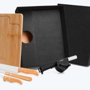 KIT PARA CHURRASCO EM BAMBU E INOX 5 PÇS WELF KT-20002