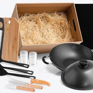 KIT PARA COZINHA E TEMPERO EM BAMBU E INOX 10 PÇS WELF KT-20023