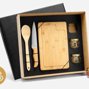 CONJUNTO PARA COZINHA E TEMPERO EM BAMBU E INOX 6 PEÇAS WELF KT-90070