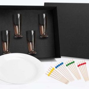 KIT PARA CERVEJA E CHURRASCO EM VIDRO E BAMBU 25 PÇS WELF KT-90136