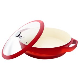 PANELA CAÇAROLA LE COOK RED 24CM 2,4 LITROS COM ALÇAS E TAMPA REVESTIMENTO CERÂMICO LC1846