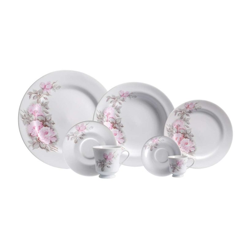 APARELHO DE JANTAR CHÁ E CAFÉ 42 PEÇAS MARESIAS PORCELANA SCHMIDT