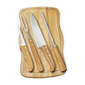 CONJUNTO PARA CHURRASCO EM BAMBU/INOX 5 PÇS WELF MB-32183