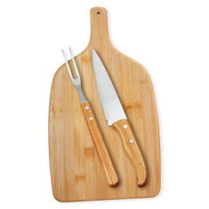 CONJUNTO PARA COZINHA EM BAMBU/INOX 3 PÇS WELF MB-33063