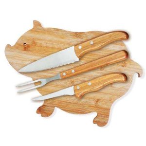 CONJUNTO PARA COZINHA EM BAMBU/INOX 4 PÇS WELF MB-40123