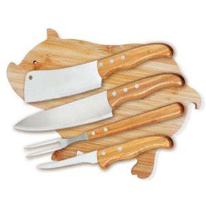 CONJUNTO PARA COZINHA EM BAMBU/INOX 5 PÇS WELF MB-40683