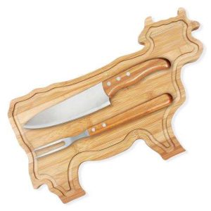 CONJUNTO PARA CHURRASCO EM BAMBU/INOX 3 PÇS WELF MB-44093