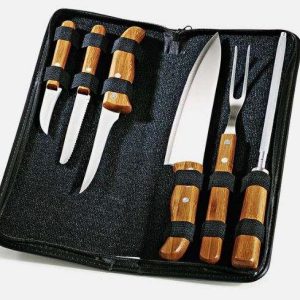 CONJUNTO DE FACAS INOX E BAMBU COM ESTOJO FRANKFURT 7 PÇS WELF PB-00203