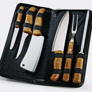 CONJUNTO DE FACAS INOX E BAMBU COM ESTOJO FRANKFURT 7 PÇS WELF PB-00213
