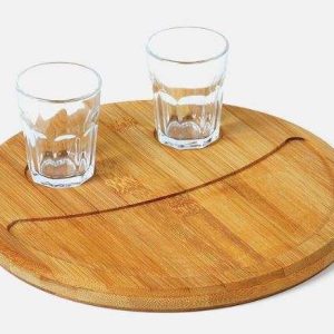CONJUNTO EM BAMBU COM 2 COPOS PARA DOSE 3 PEÇAS WELF PD-15223