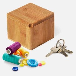 PORTA OBJETOS EM BAMBU COM TAMPA GIRATÓRIA WELF PO-13003
