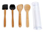 CONJ. DE UTENSÍLIOS EM BAMBU E SILICONE UTILITY 30 CM  4 PÇS WELF TT-13303