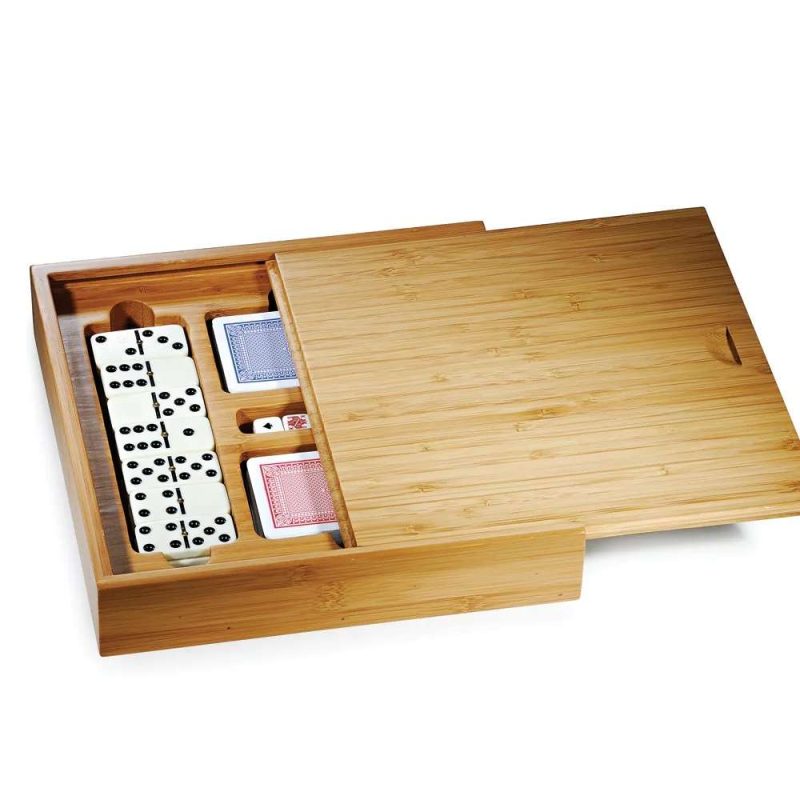 JOGO DE CARTAS COM ESTOJO EM BAMBU CANNES 3 JOGOS WELF JL-00363 - Image 2