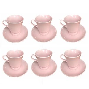 06 XÍCARAS DE CAFÉ COM PIRES ROSA FRACTAL FOLK GERMER