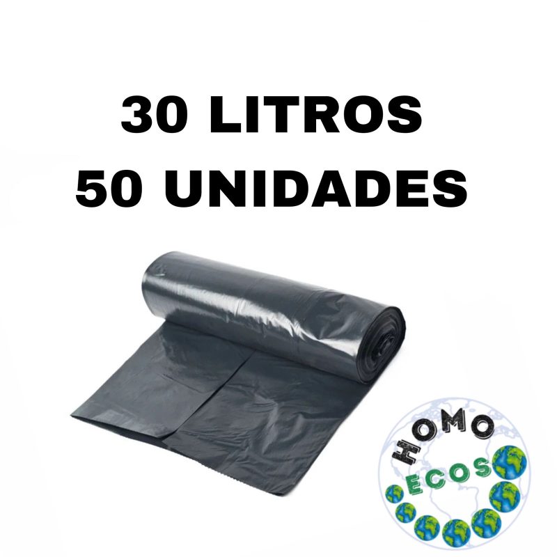 SACO PARA LIXO EM ROLO 30 LITROS C/ 50 UNIDADES HOMO ECOS