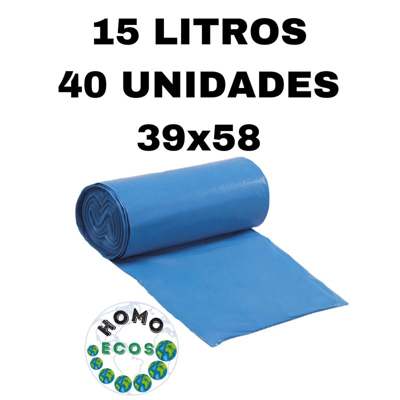 SACO PARA LIXO EM ROLO REFORÇADO 15 LITROS C/ 40 UNIDADES HOMO ECOS