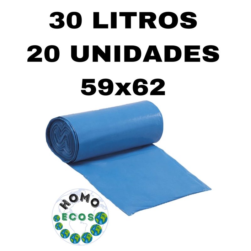 SACO PARA LIXO EM ROLO REFORÇADO 30 LITROS C/ 20 UNIDADES HOMO ECOS