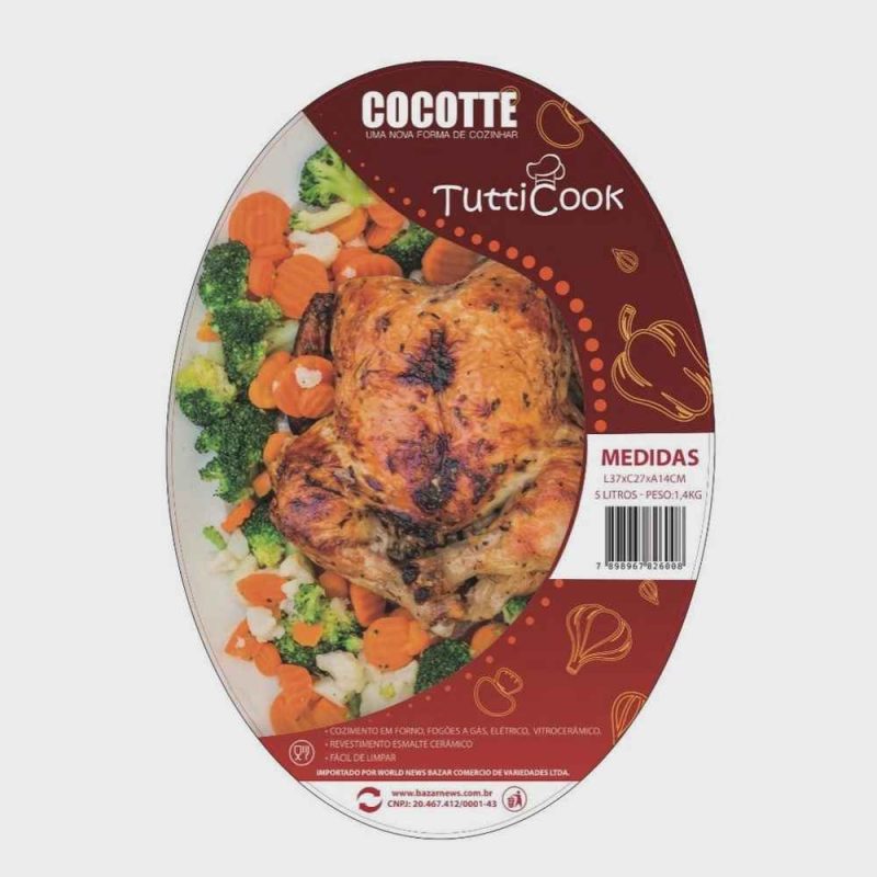 ASSA FÁCIL PANELA CAÇAROLA ASSADEIRA DE AVES CARNES E PEIXES COCOTTE SAVEURS VERMELHA 5 LITROS TC-0005 TUTTI COOK - Image 10