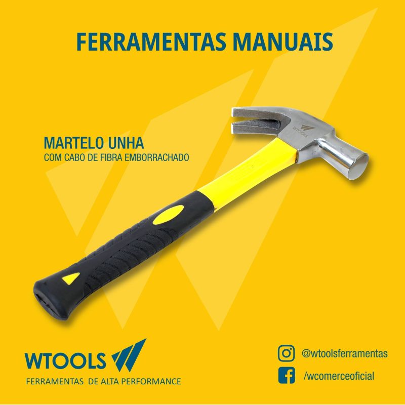 MARTELO UNHA 27 COM CABO DE FIBRA EMBORRACHADO WTOOLS - Image 2