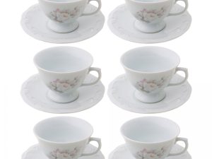06 XÍCARAS DE CHÁ COM PIRES ETERNA PORCELANA SCHMIDT