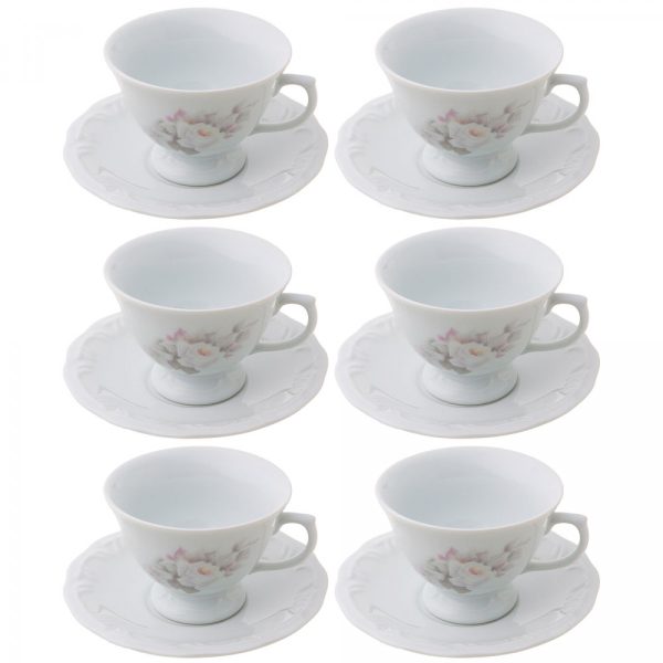 06 XÍCARAS DE CHÁ COM PIRES ETERNA PORCELANA SCHMIDT