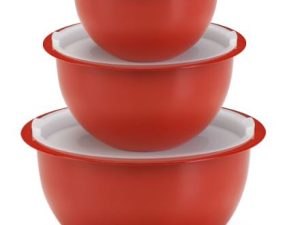 CONJUNTO BOWLS COM TAMPA HERMÉTICA VERMELHO INJEPLASTEC 0223V
