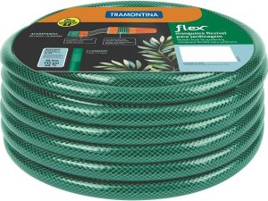 MANGUEIRA 10M EM PVC COM ENGATE ROSQUEADO ESGUICHO FLEX VERDE TRAMONTINA 79165/100