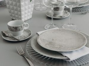APARELHO DE JANTAR CHÁ E CAFÉ 42 PEÇAS CONCRETO PORCELANA SCHMIDT