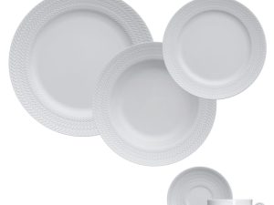 APARELHO DE JANTAR CHÁ E CAFÉ 42 PEÇAS CHEVRON PORCELANA GERMER 3533030