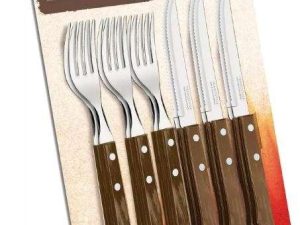 CONJUNTO PARA CHURRASCO POLYWOOD 12 PEÇAS INOX CABO MADEIRA TRAMONTINA 21199/911