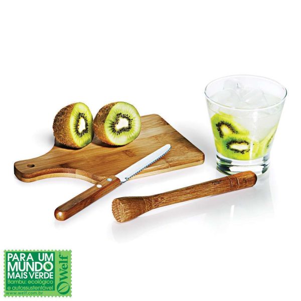 KIT PARA CAIPIRINHA EM BAMBU IBIZA 4 PEÇAS WELF KC-00253
