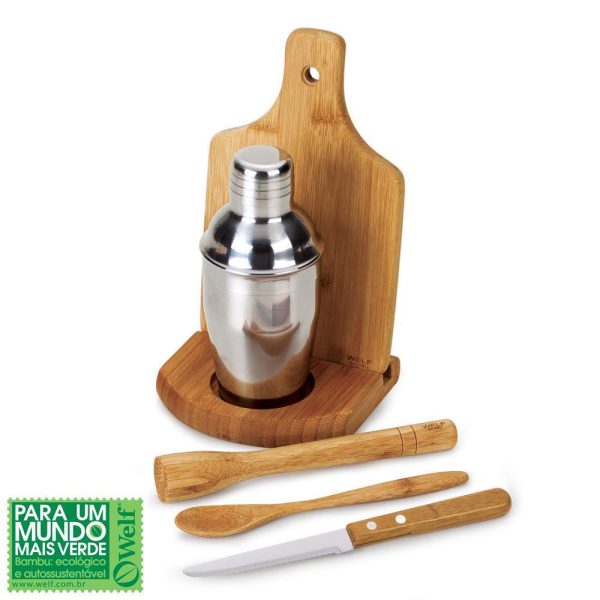 KIT PARA CAIPIRINHA EM BAMBU IBIZA 0,35L 6 PEÇAS WELF KC-00423