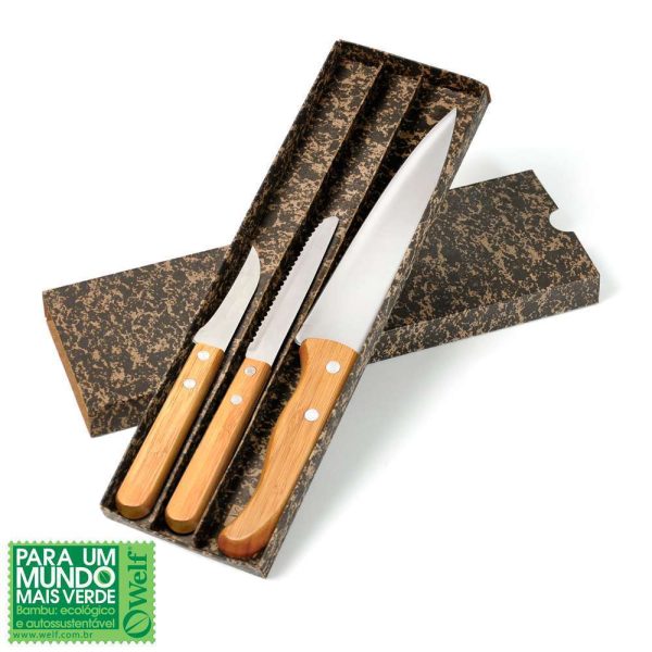 CONJUNTO DE FACAS INOX/BAMBU SPECIAL LINE 3 PEÇAS KF-00703
