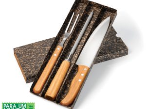 CONJUNTO DE GARFO, FACA 8"  E CHAIRA EM INOX E BAMBU SPECIAL LINE 3 PEÇAS WELF KF-00813